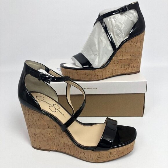 Jessica Simpson Shoes - Jessica Simpson Womens Stassi Wedge Sandals Black 10M